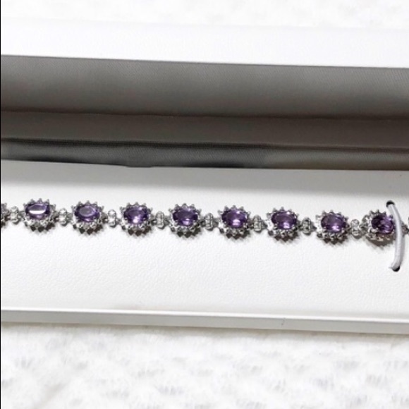 Amethyst & Diamond Sterling Silver Bracelet - Picture 7 of 12